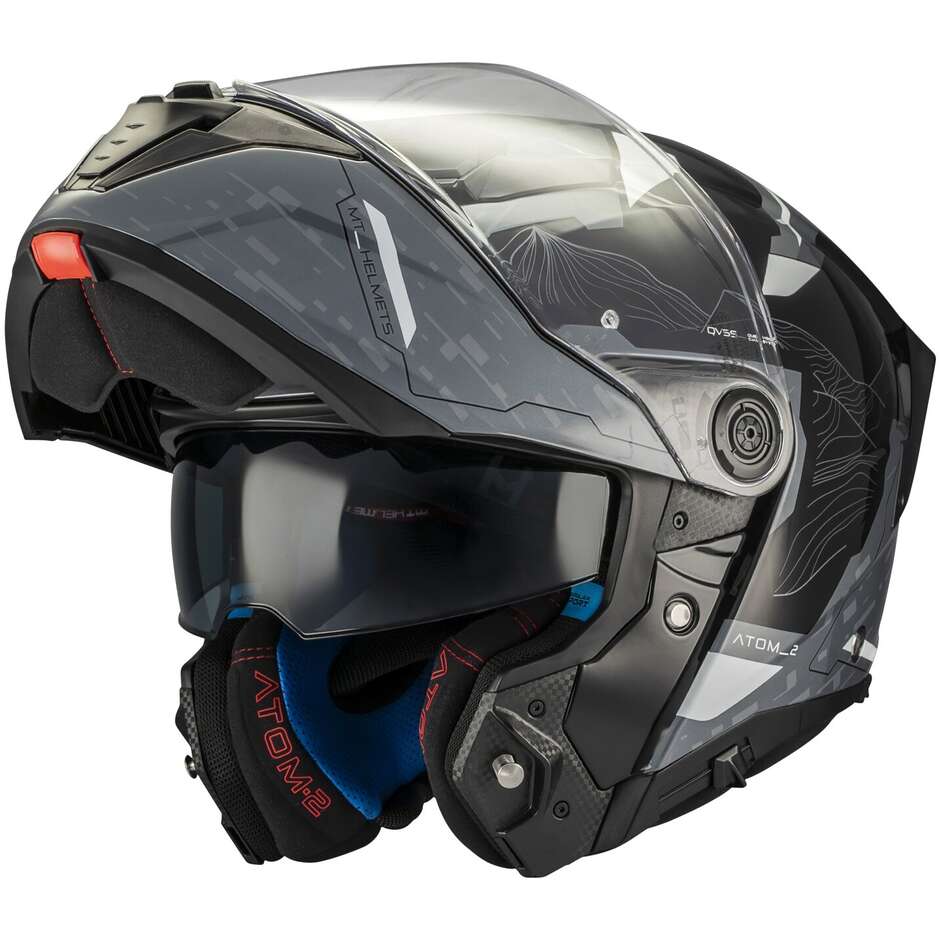 MT Helmets ATOM 2 SV HIGHLANDS C2 Modularer Motorradhelm P/J Grau Glänzend Schwarz