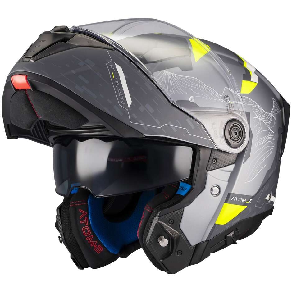 MT Helmets ATOM 2 SV HIGHLANDS E2 Modular-Motorradhelm P/J Fluoreszierendes Gelb Mattgrau
