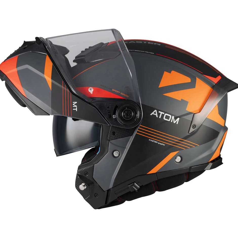 MT Helmets ATOM 2 SV KASTER C14 Modular Helmet Black Grey Orange Matte