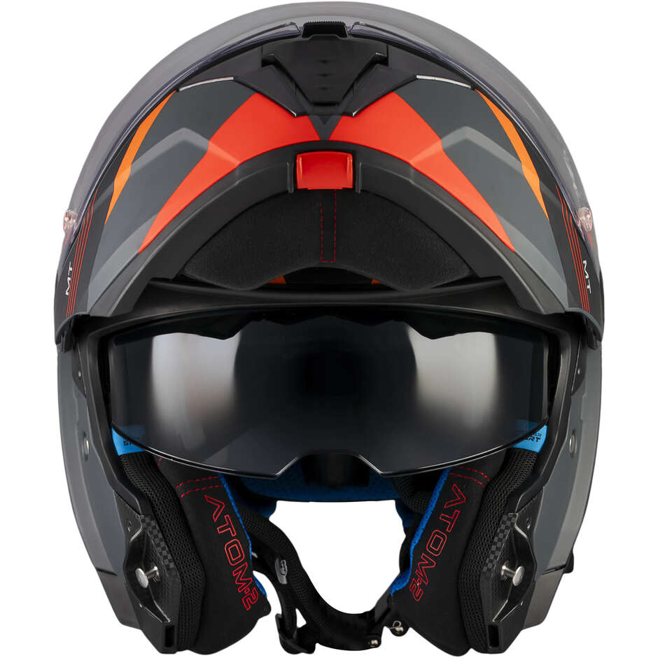 MT Helmets ATOM 2 SV KASTER C14 Modular Helmet Black Grey Orange Matte
