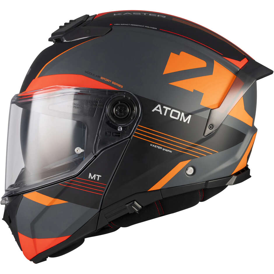 MT Helmets ATOM 2 SV KASTER C14 Modularhelm Schwarz Grau Orange Matt