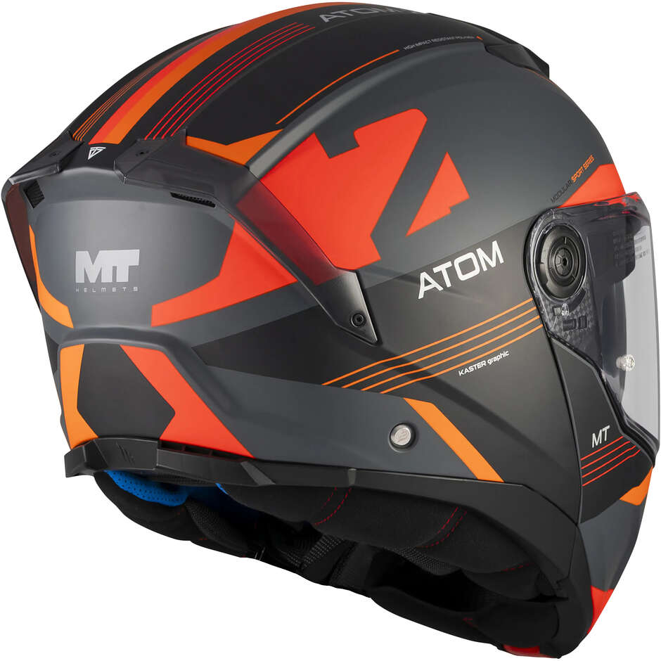 MT Helmets ATOM 2 SV KASTER C14 Modularhelm Schwarz Grau Orange Matt
