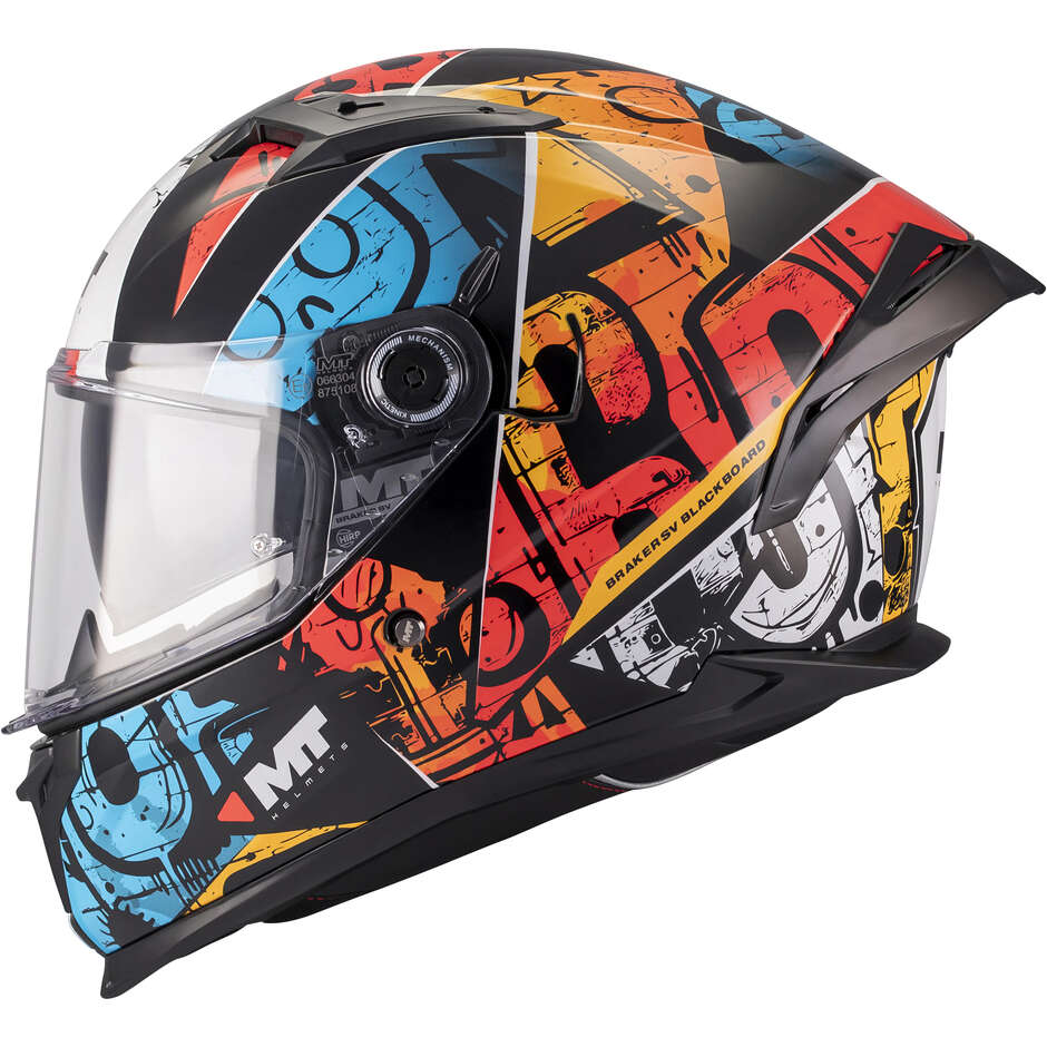 MT Helmets BRAKER SV BLACKBOARD B5 Full Face Helmet, Multicolor, Glossy Grey