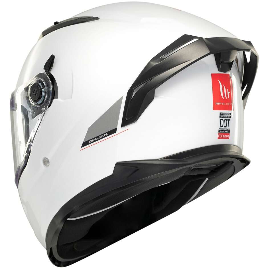 Mt Helmets BRAKER SV SOLID A0 Integralhelm Motorradhelm Perlglanz Weiß