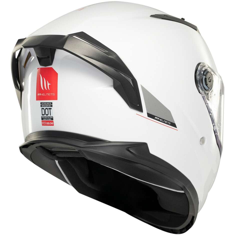Mt Helmets BRAKER SV SOLID A0 Integralhelm Motorradhelm Perlglanz Weiß