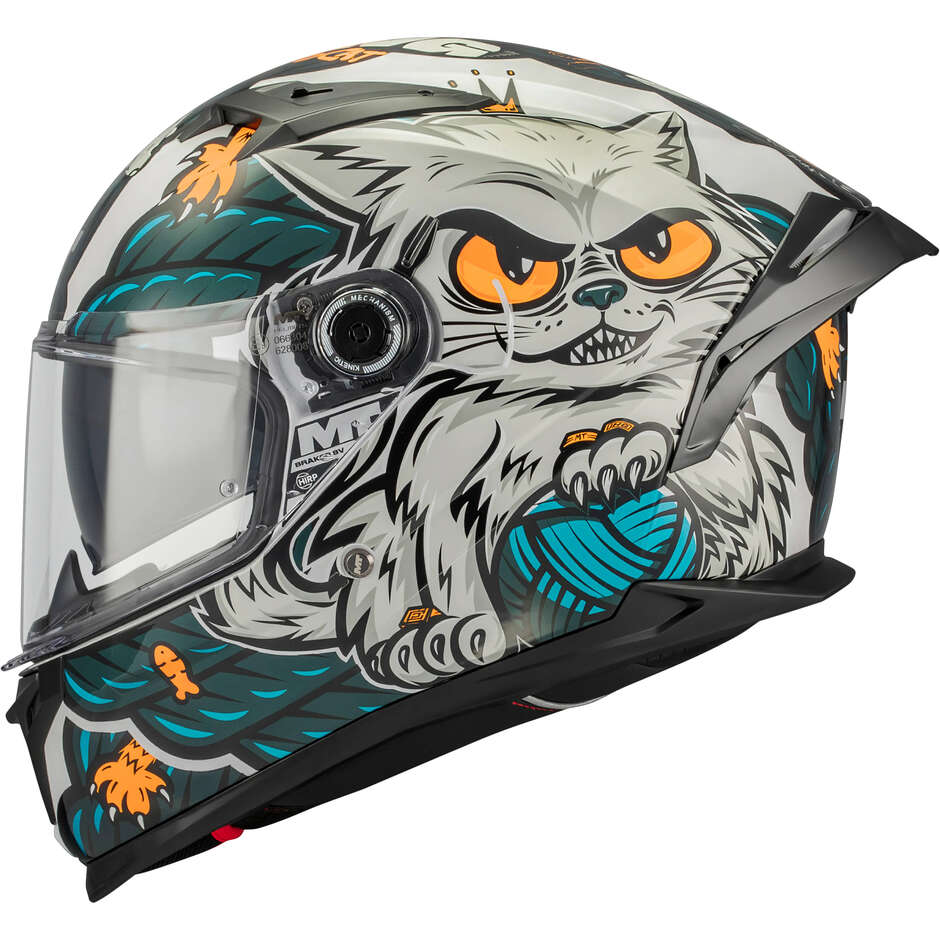 MT Helmets BRAKER SV THE KING A7 Integralhelm, Mehrfarbig, Glänzend Schwarz