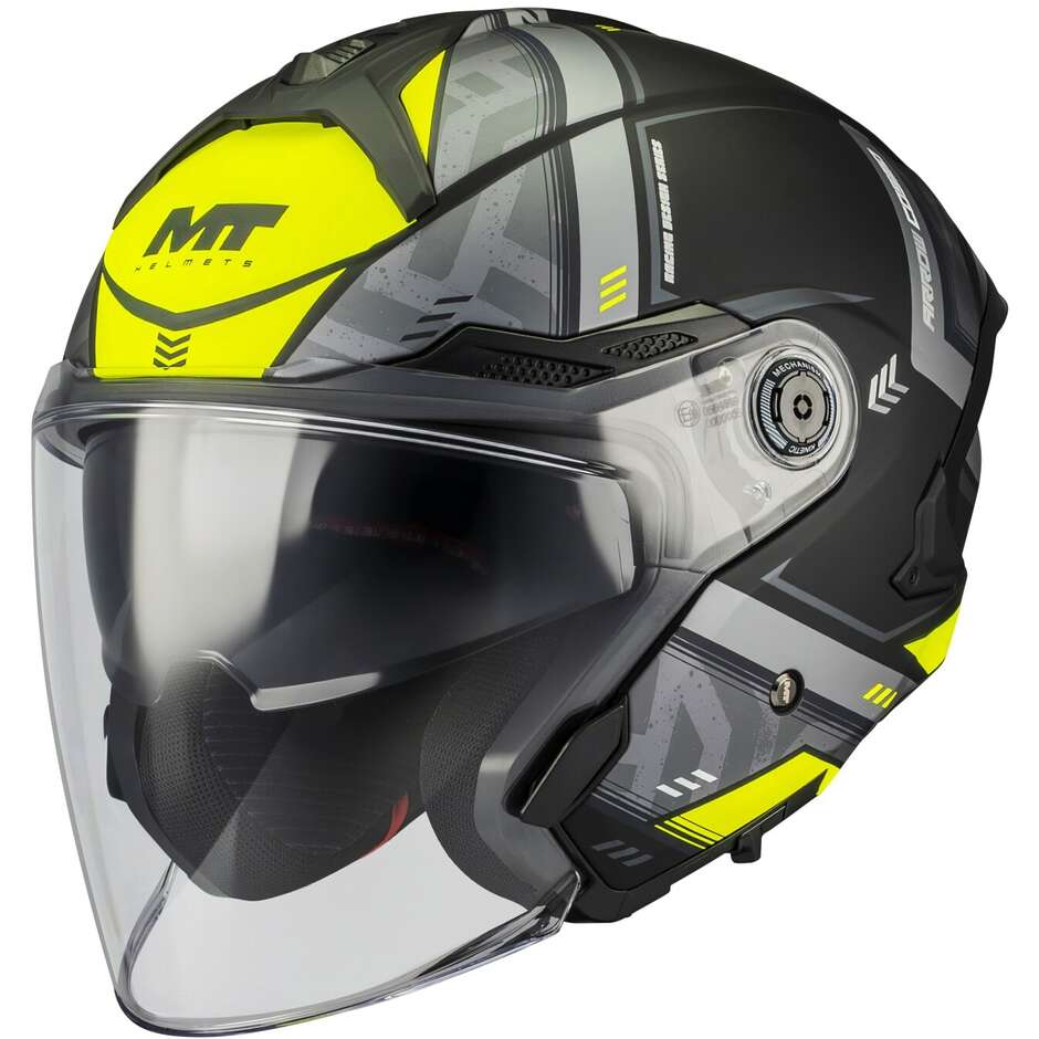 MT Helmets COSMO SV ARROW B3 Jet Motorradhelm Gelb Grau Schwarz Matt