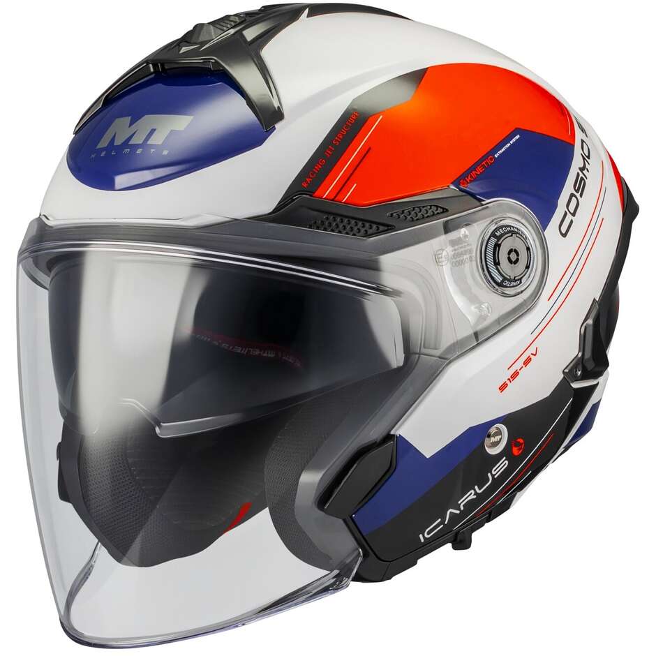 MT Helmets COSMO SV ICARUS A5 Jet Motorradhelm Orange Grau Blau Glänzend