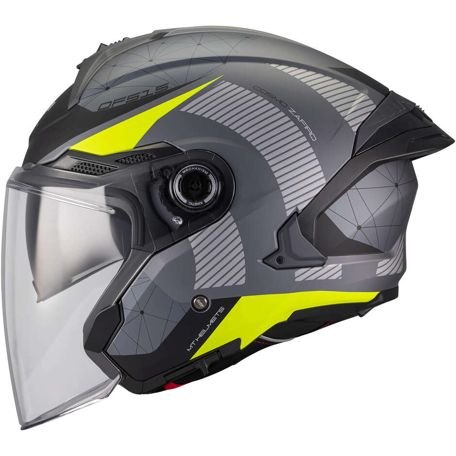 MT Helmets COSMO SV ZAFIRO C3 Jet Helmet Black Grey Yellow Matte
