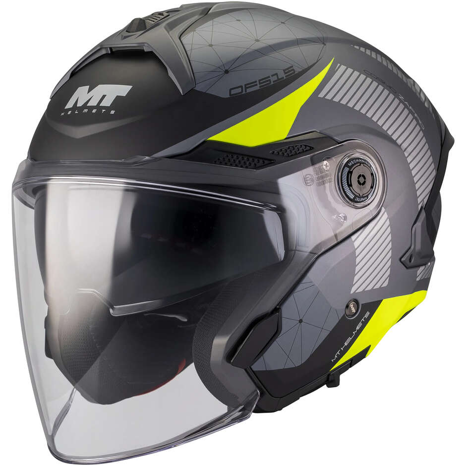 MT Helmets COSMO SV ZAFIRO C3 Jet Helmet Black Grey Yellow Matte