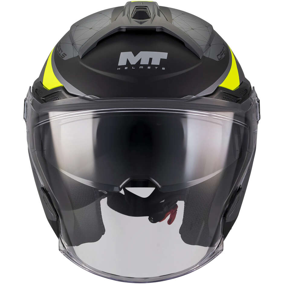 MT Helmets COSMO SV ZAFIRO C3 Jet Helmet Black Grey Yellow Matte