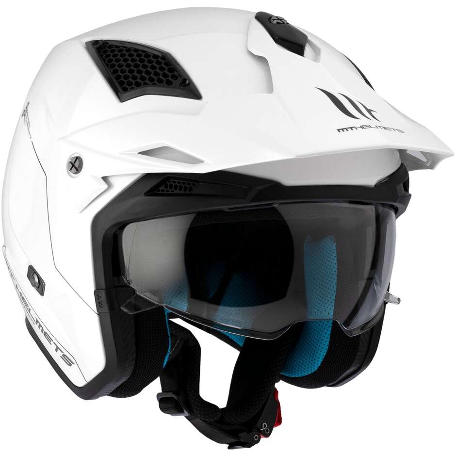 Mt Helmets DISTRICT SV S SOLID A0 Glossy White Motorcycle Jet Helmet
