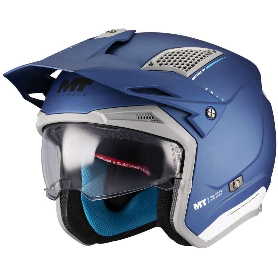 Mt Helmets DISTRICT SV S SOUL C7 Mattblauer Motorrad-Jethelm