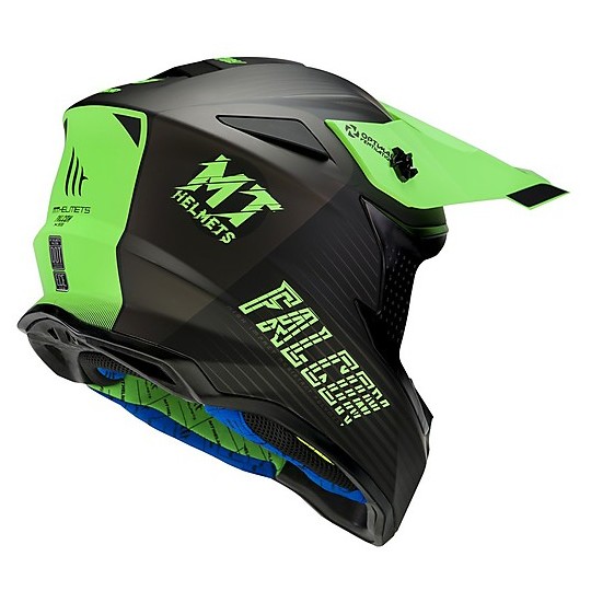 MT Helmets FALCON System D6 Cross Enduro Casque de moto Green Matt Fluo