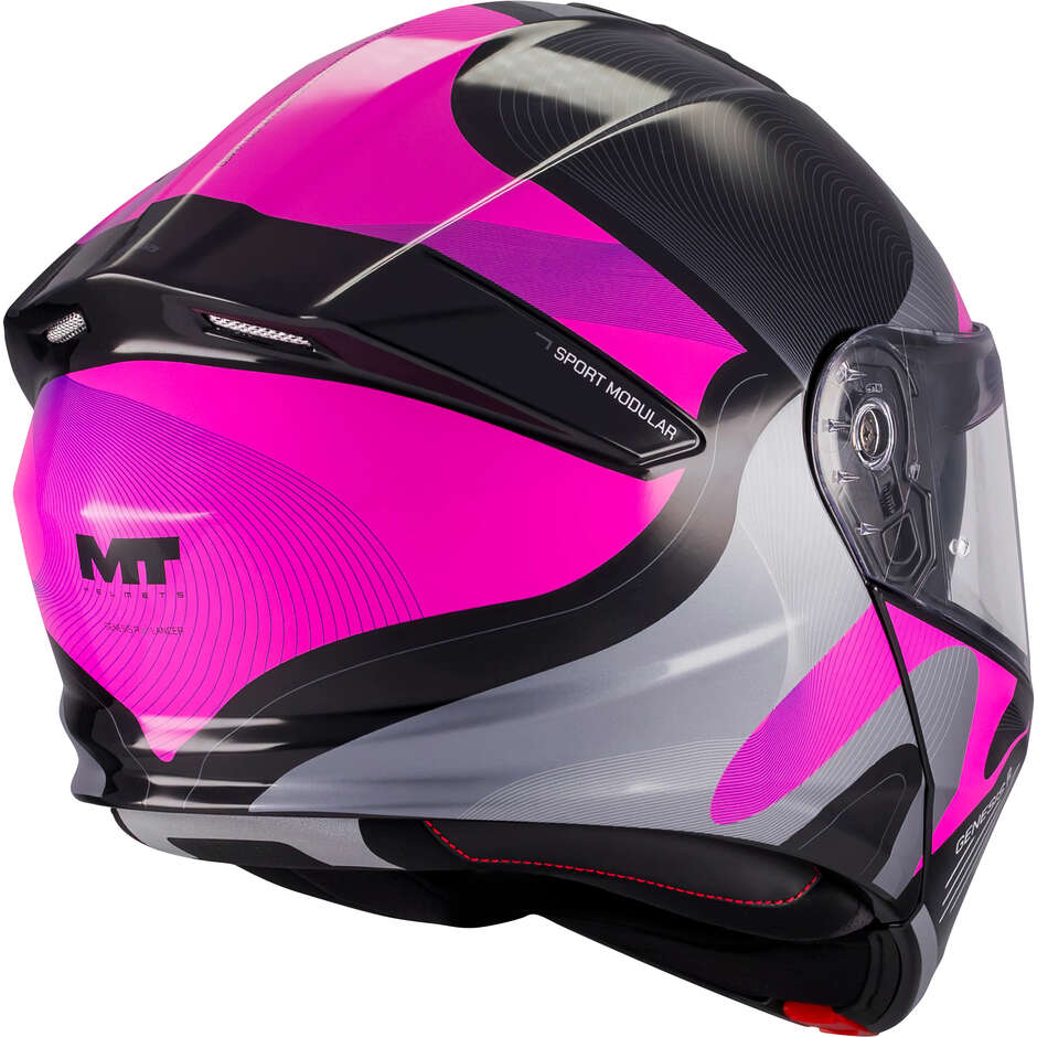 MT Helmets GENESIS R SV LANCER B8 Modular Helmet Pink Gloss Black