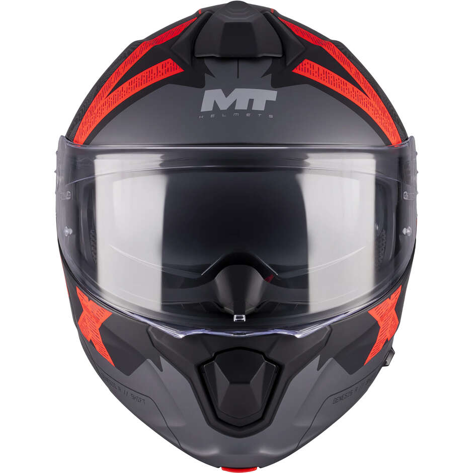 MT Helmets GENESIS R SV SHIFT B15 Modular Helmet Matte Grey Red