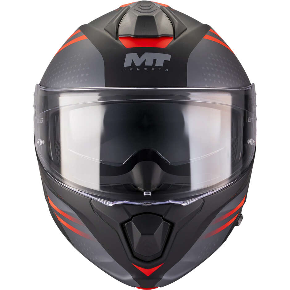 MT Helmets GENESIS R SV VIBE B5 Modular Helmet Black Grey Red Matte