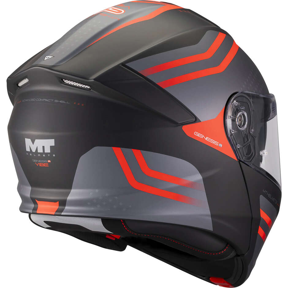 MT Helmets GENESIS R SV VIBE B5 Modular Helmet Black Grey Red Matte