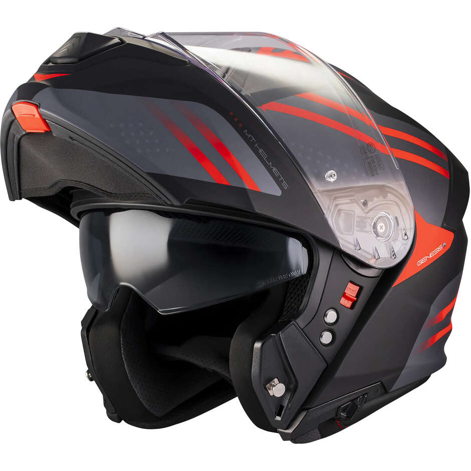 MT Helmets GENESIS R SV VIBE B5 Modularhelm Schwarz Grau Rot Matt