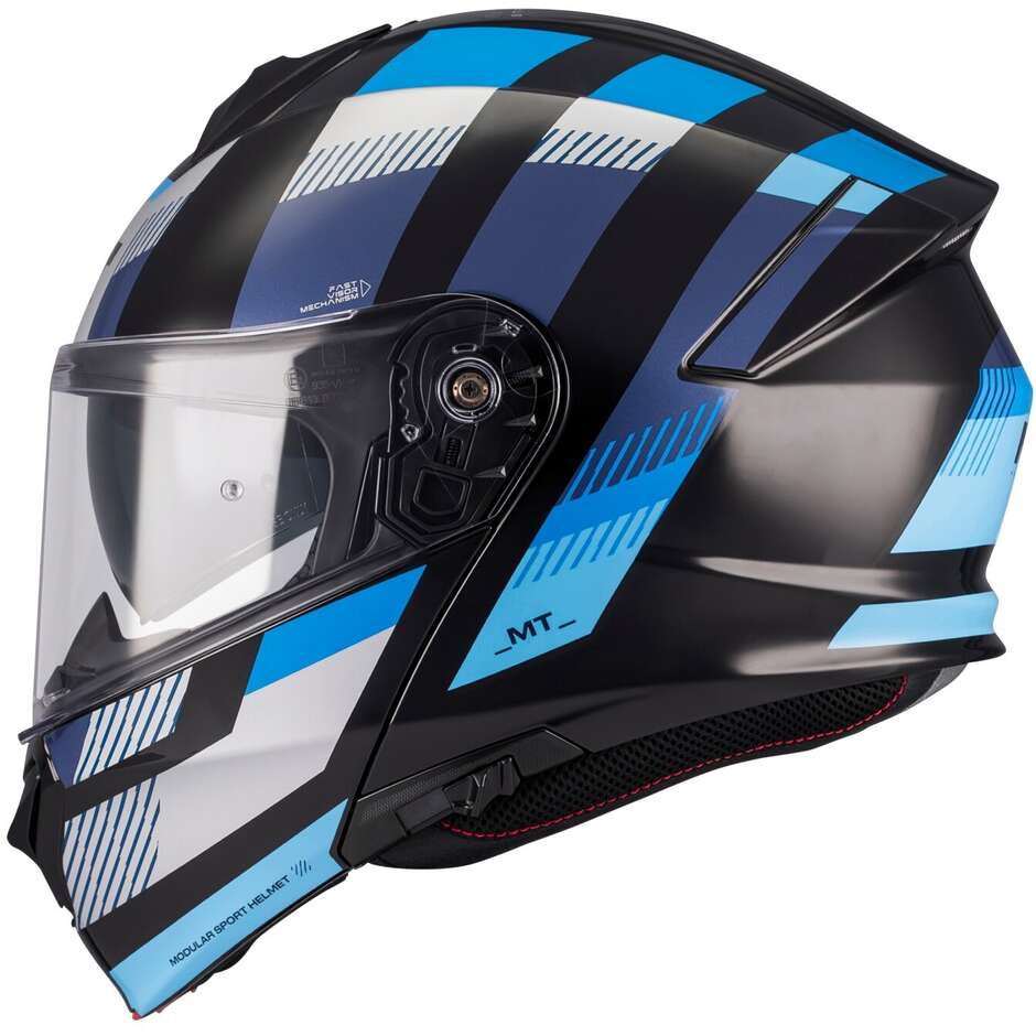 MT Helmets GENESIS SV STROKE B7 Modularer Motorradhelm P/J Blau Schwarz Glänzend