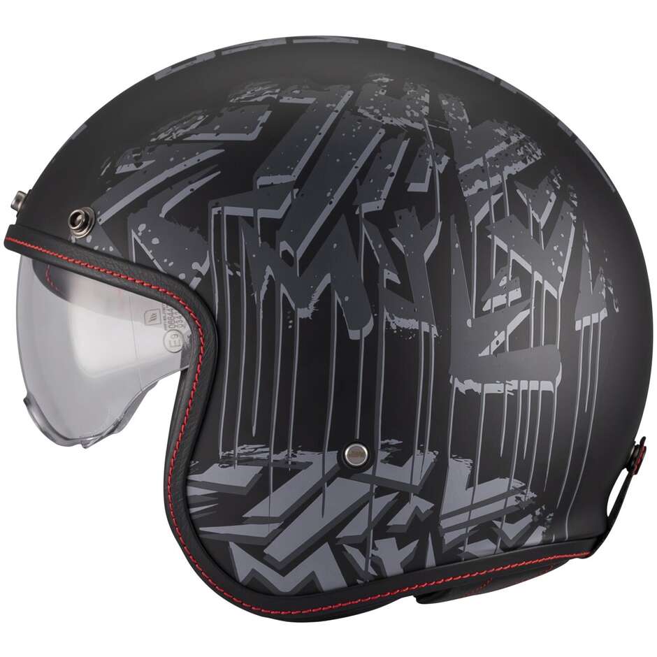 Mt Helmets LE MANS 2 SV S DYSTOPIC B12 Jet Motorcycle Helmet Black Grey Matt