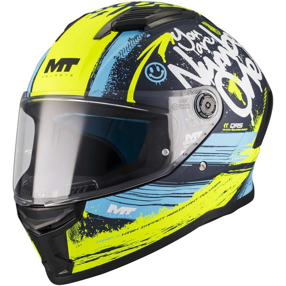 MT Helmets STINGER 2 ROCKET C3 Integralhelm, Mattgelb/Blau