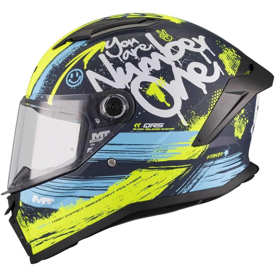 MT Helmets STINGER 2 ROCKET C3 Integralhelm, Mattgelb/Blau