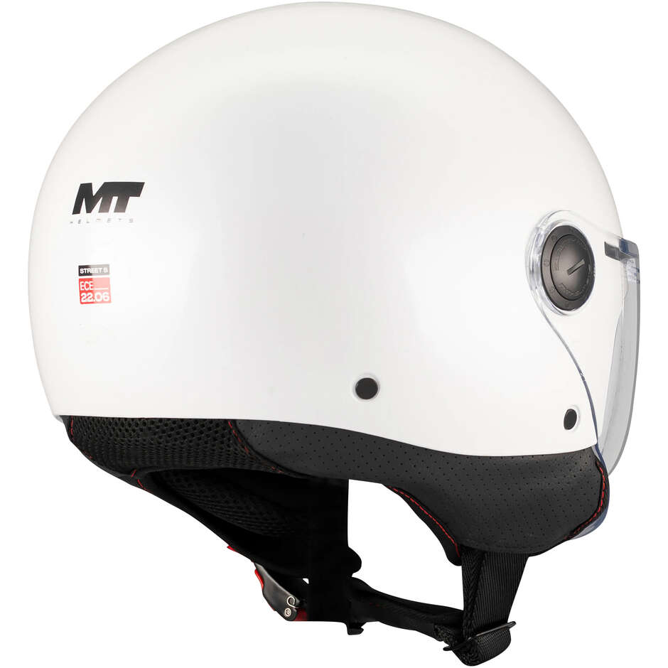 MT Helmets Street S Pure A0 Jet Motorradhelm, Glanzweiß
