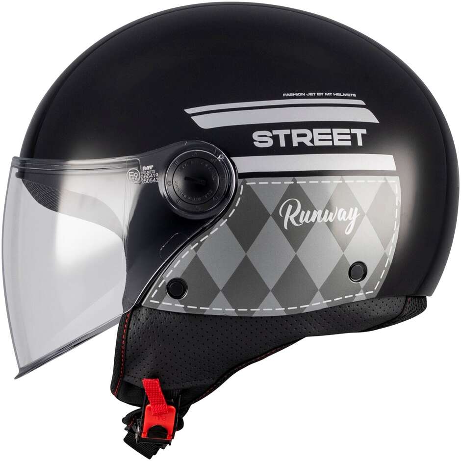 Mt Helmets STREET S RUNWAY B2 Jet Motorcycle Helmet Black Grey Gloss