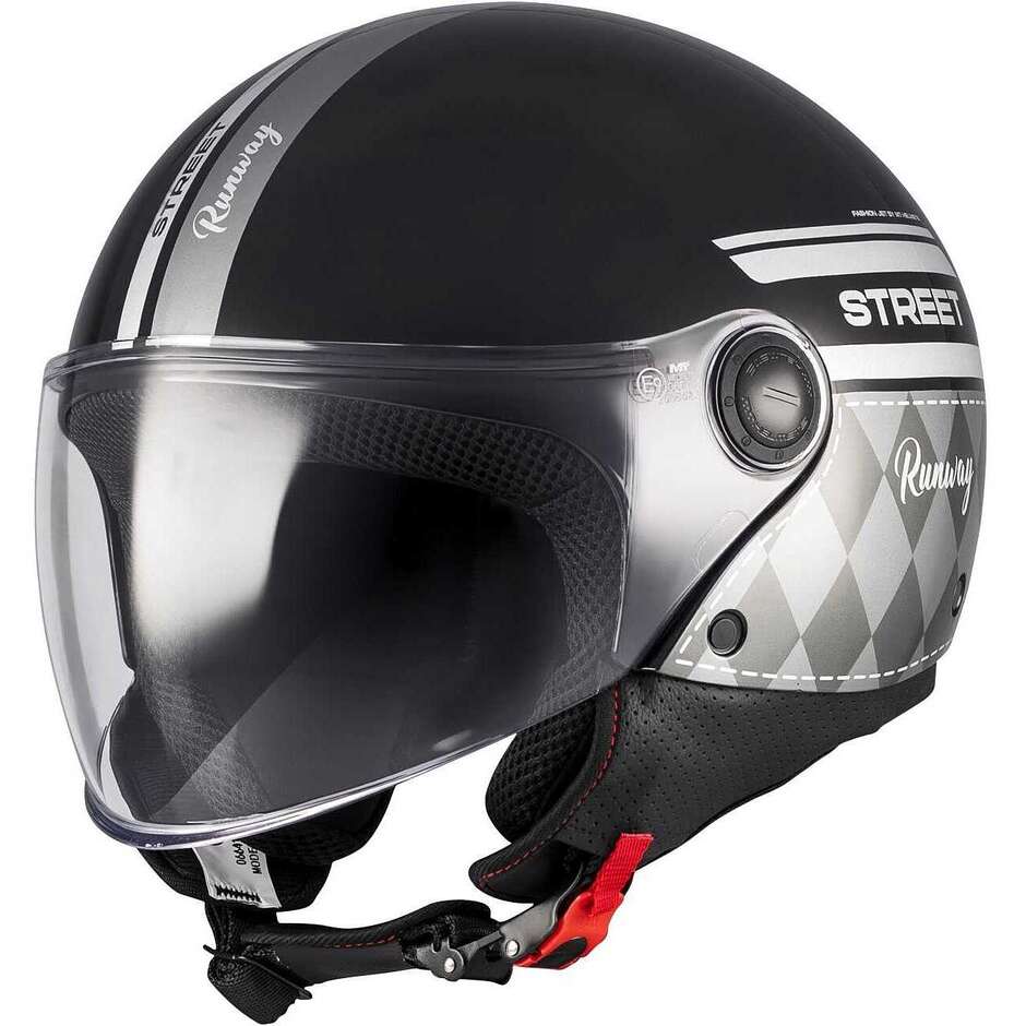 Mt Helmets STREET S RUNWAY B2 Jet Motorcycle Helmet Black Grey Gloss