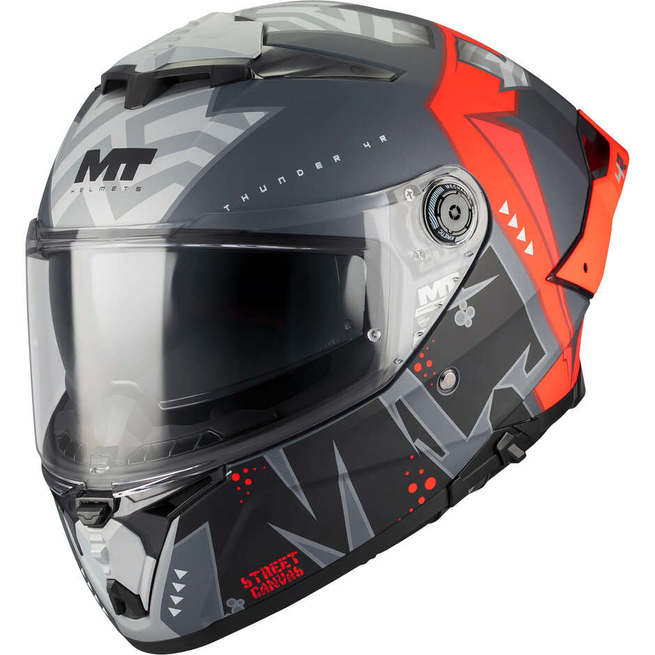 MT Helmets THUNDER 4 R SV CANVAS C5 Full Face Helmet Matte Grey Red