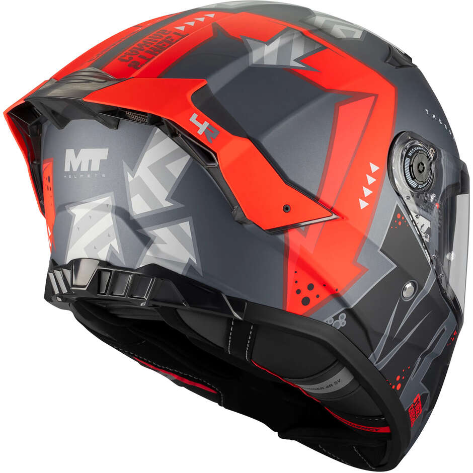 MT Helmets THUNDER 4 R SV CANVAS C5 Integralhelm, Mattgrau/Rot