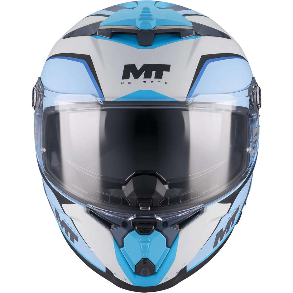 MT Helmets THUNDER 4 R SV WIND TUNNEL C7 Full Face Helmet, Matt Grey/Light Blue