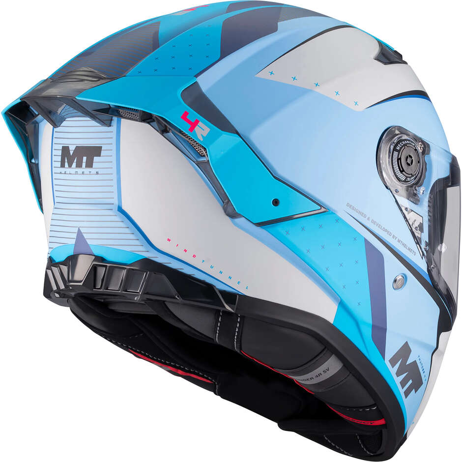 MT Helmets THUNDER 4 R SV WIND TUNNEL C7 Full Face Helmet, Matt Grey/Light Blue