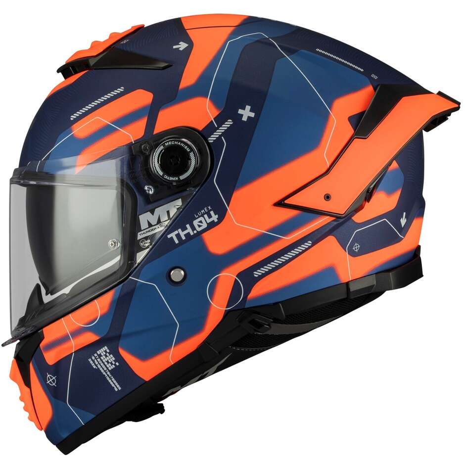 MT Helmets THUNDER 4 SV LUMEX C24 Integralhelm, Blau-Orange, Matt
