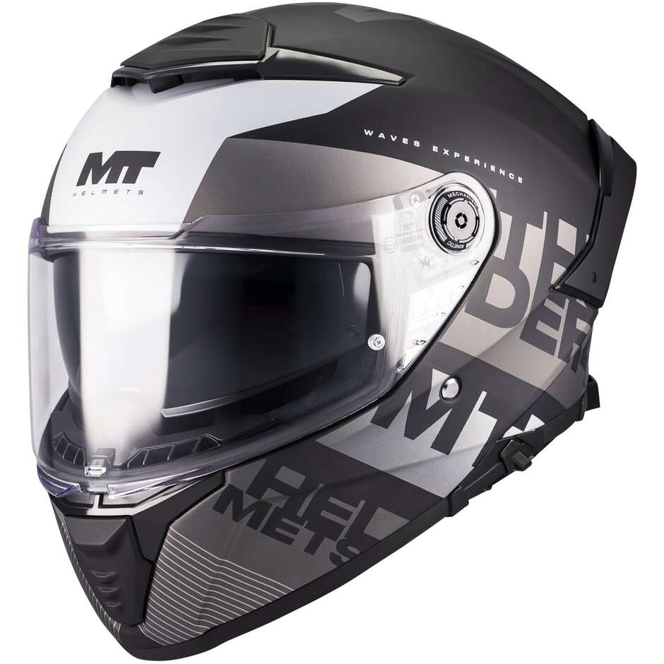 Mt Helmets THUNDER 4 SV WAVES B2 Full Face Motorcycle Helmet White Black Matte