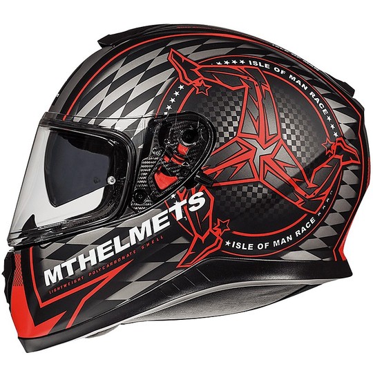 MT Helmets Thunder3 Full Face Helmet SV ISLE OF MAN B5 Matt Black Red
