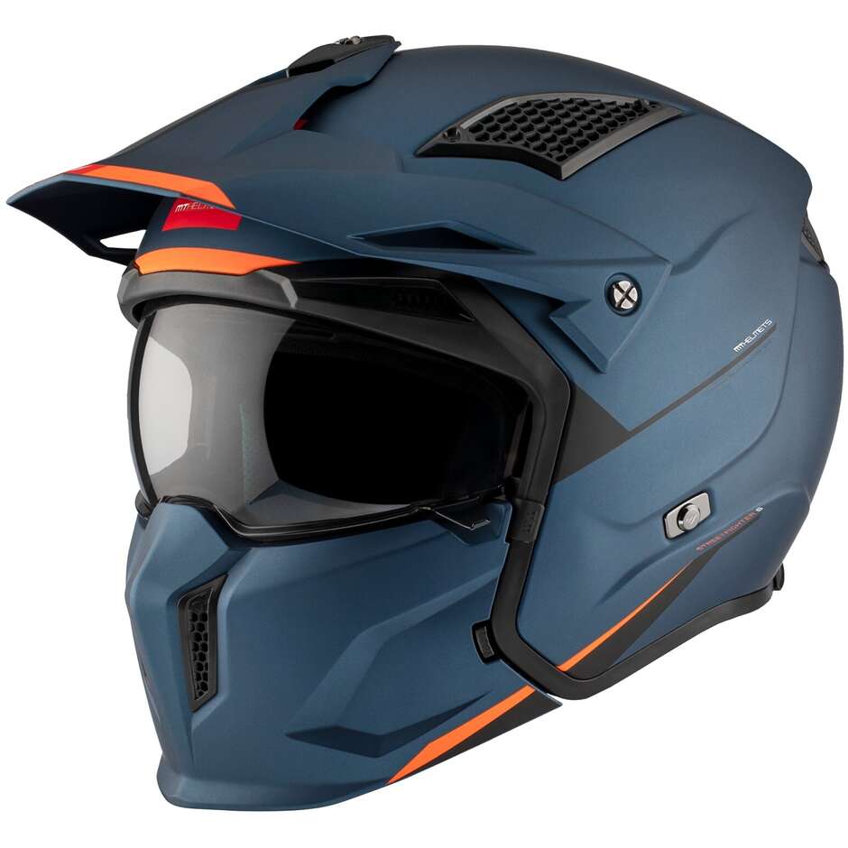Mt Helmets Trial Motorradhelm STREETFIGHTER SV S SOLID A7 Matt Blau