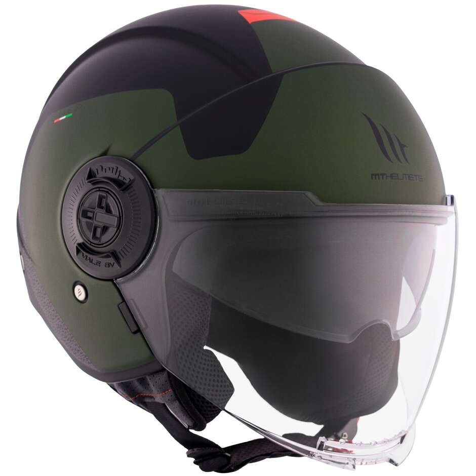Mt Helmets VIALE SV S BETA A6 Matt Green Motorcycle Jet Helmet