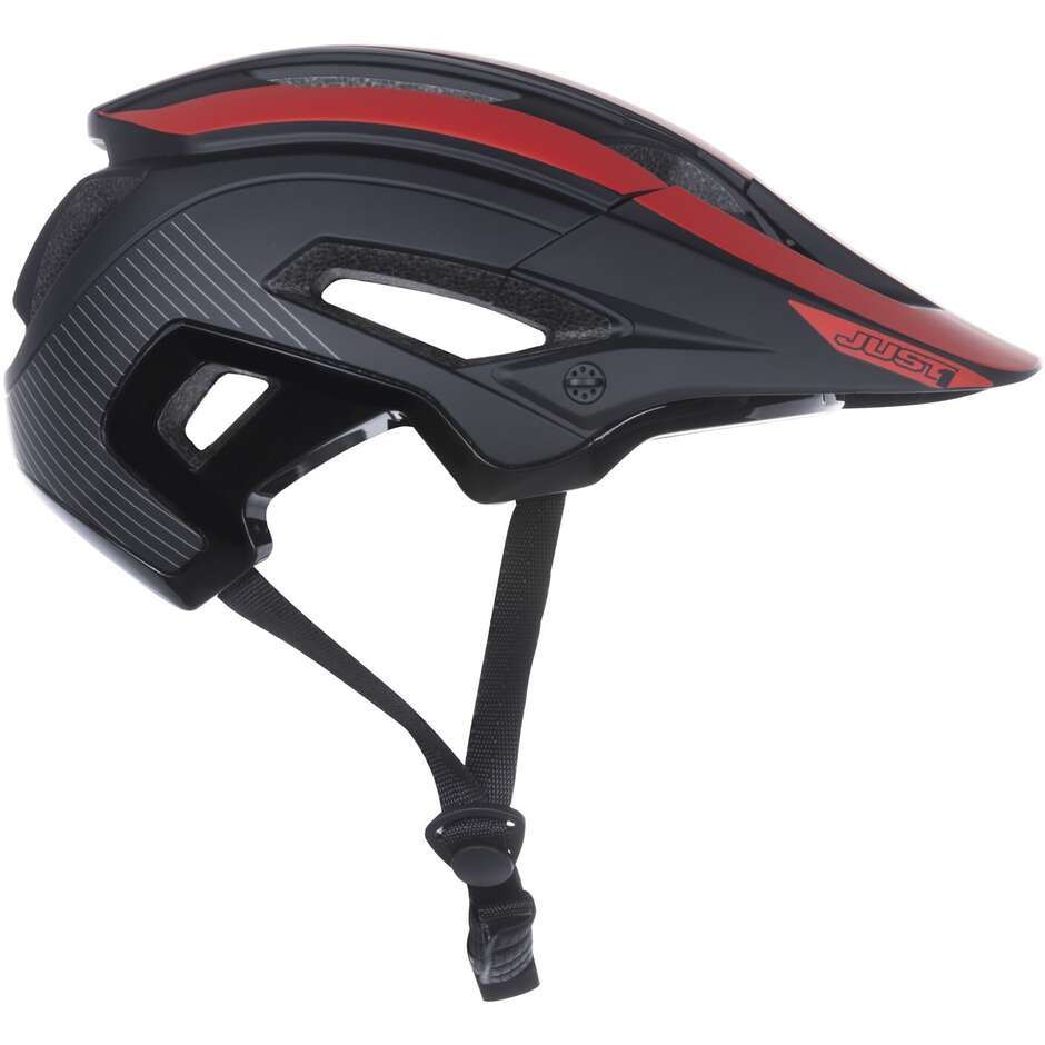 MTB Bicycle Helmet eBike Just1 Air Lite Linear Red Matt Glossy Black