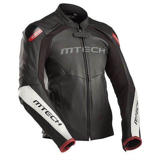 MTECH MRT Sportiva Leather Jacket Black White