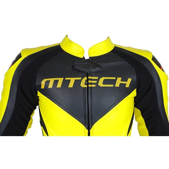 Mtech MT1 Combinaison de moto professionnelle en cuir jaune
