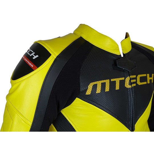 Mtech MT1 Combinaison de moto professionnelle en cuir jaune