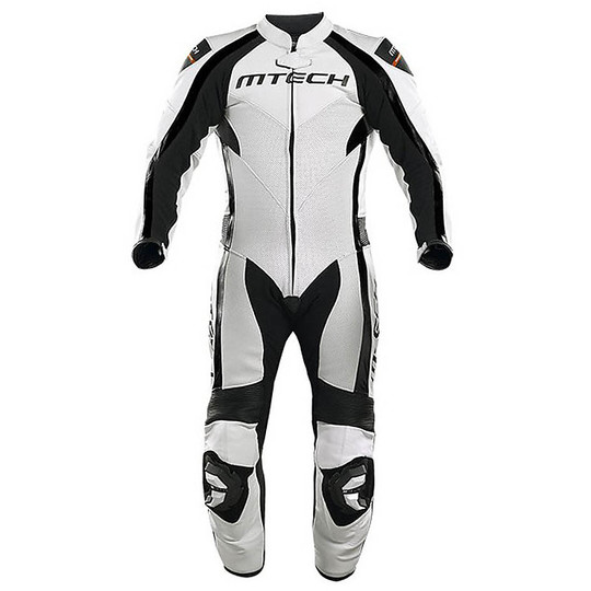 Mtech MT1 Full Leather Combinaison de moto professionnelle blanc noir