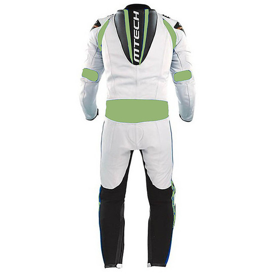 Mtech MT1 Professional Leather Motorcycle Suit White Green