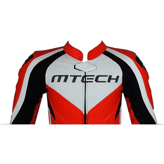 Mtech MT1 - Professioneller Motorradanzug aus rotem Fluo-Leder