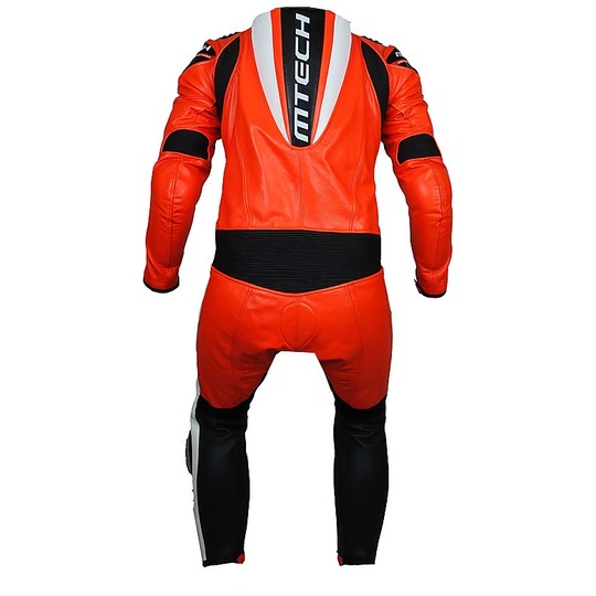 Mtech MT1 Red Fluo Leather Professional Motorcycle Suit