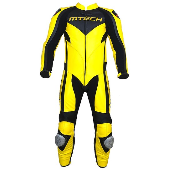 Mtech MT1 Yellow - Professioneller Motorrad-Lederkombi