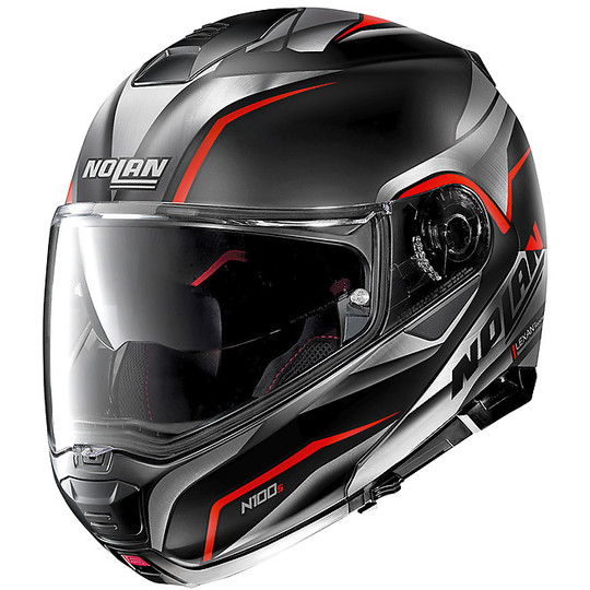 Nolan Modular Motorcycle Helmet N100.5 BALTEUS N-Com 042 Matt Black Red