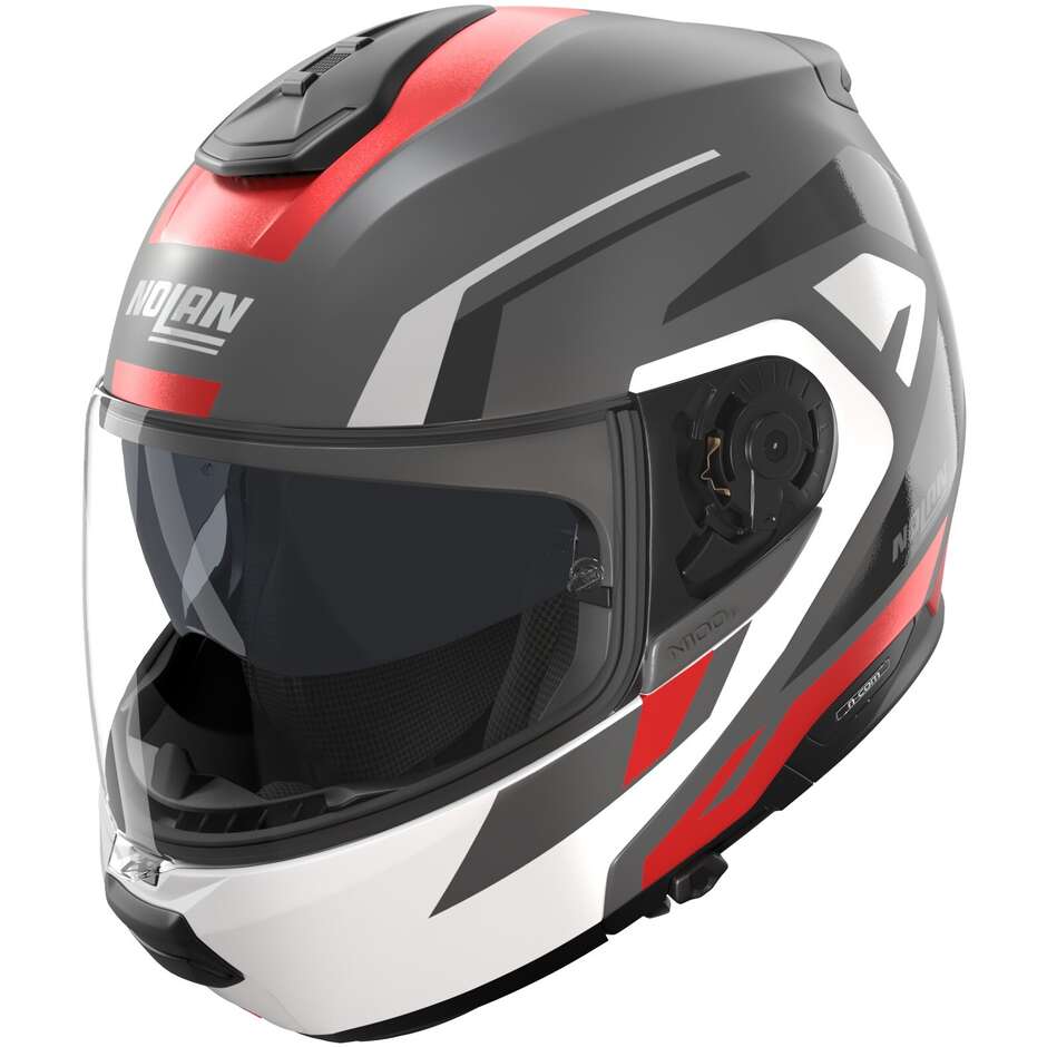 Nolan N100-6 CINETICO 361 Modular Motorcycle Helmet P/J Matt Grey White Red